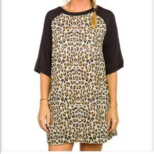 Obey Cara Leopard Shirt Dress size Small